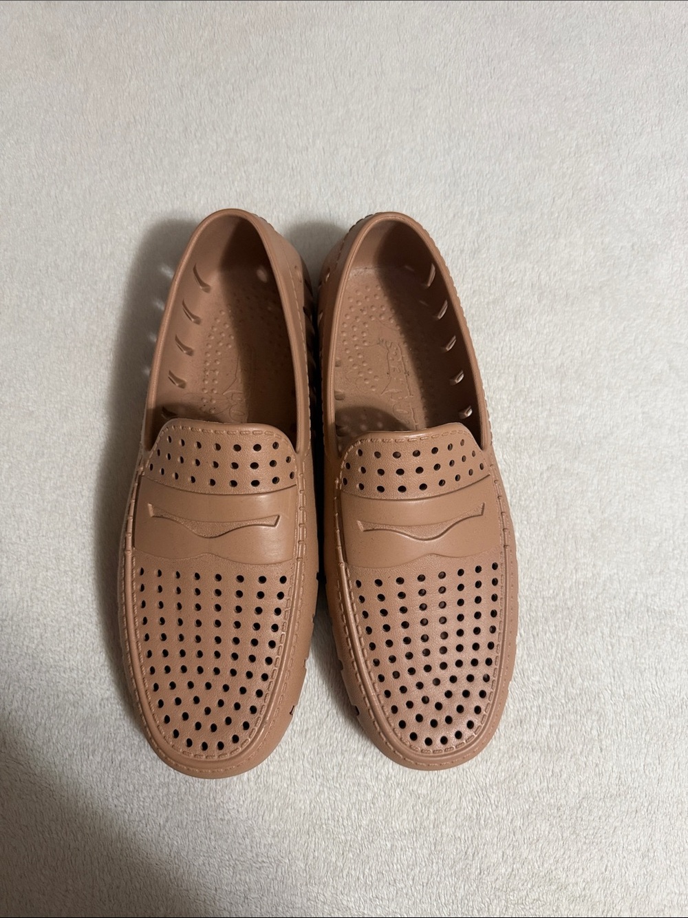 Men's Perforated Slip-On Loafers in Light Brown
